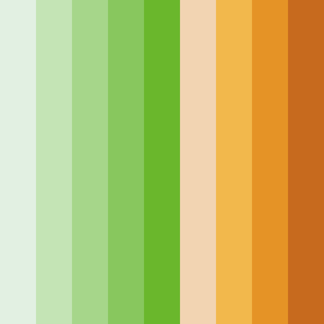 Download shades of green and orange color palette PNG image (square)
