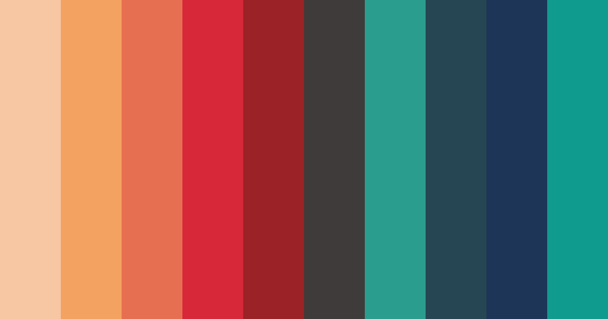 Download shades of red and teal color palette PNG image (landscape)
