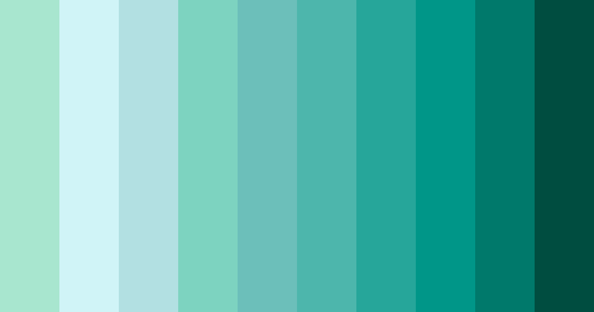 Download shades of green to blue color palette PNG image (landscape)