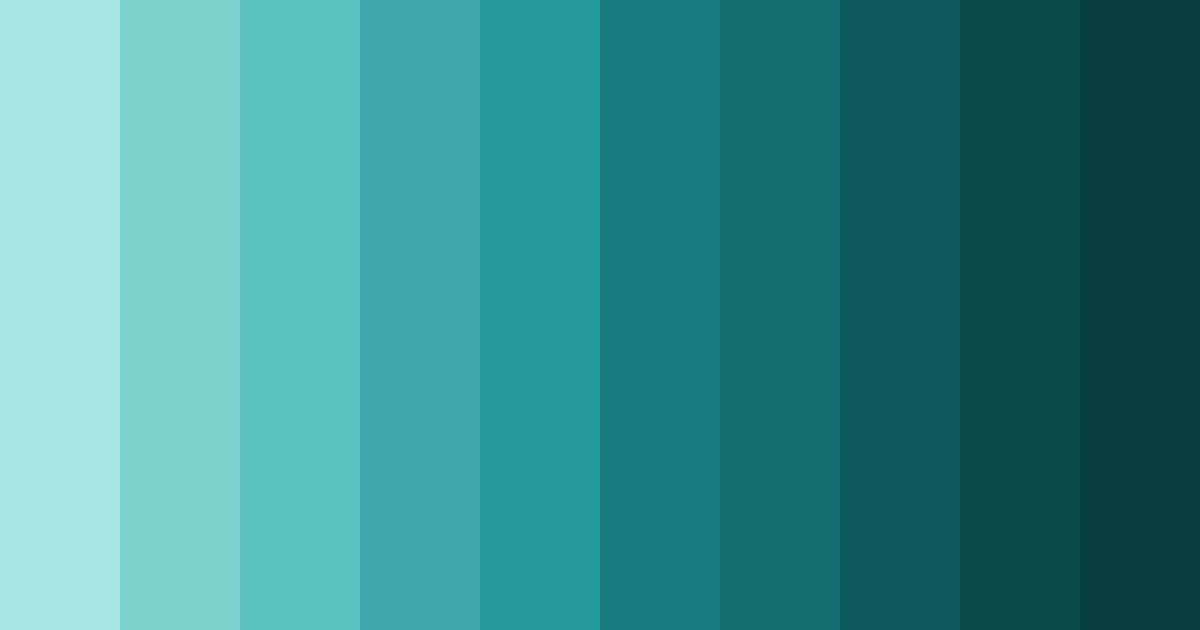 Download shades of teal color palette PNG image (landscape)