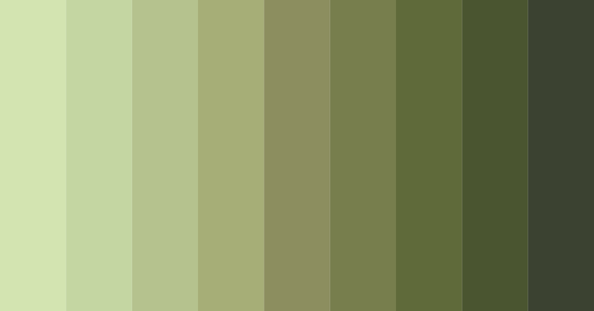 Download shades of olive green color palette PNG image (landscape)