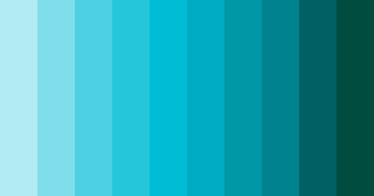 Download shades of cyan color palette PNG image (landscape)