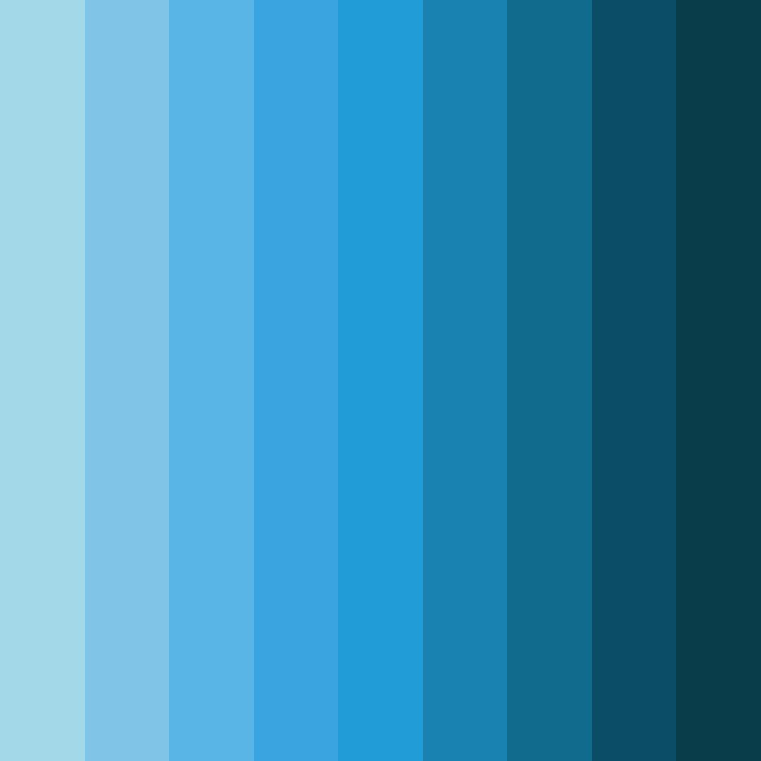 Download shades of blue color palette PNG image (square)