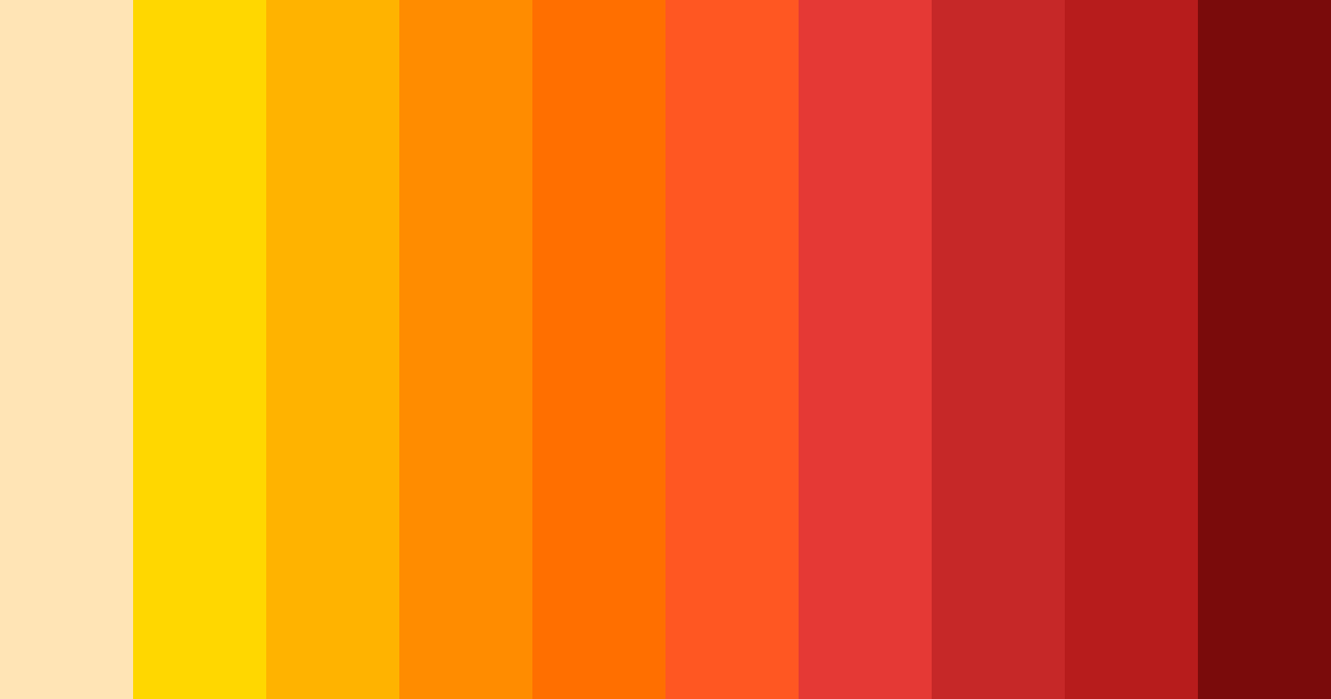 Download shades of orange red color palette PNG image (landscape)