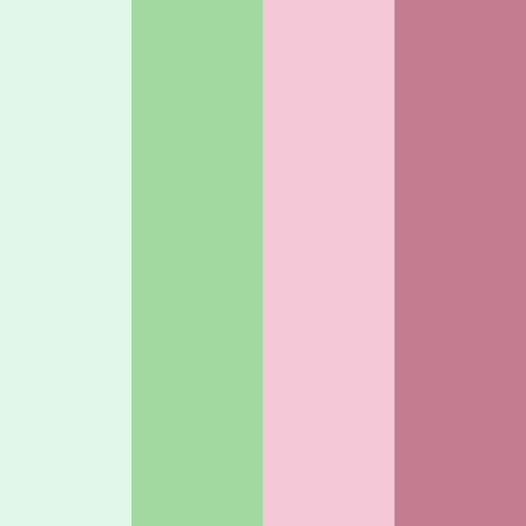 Download pink greenery color palette PNG image (square)