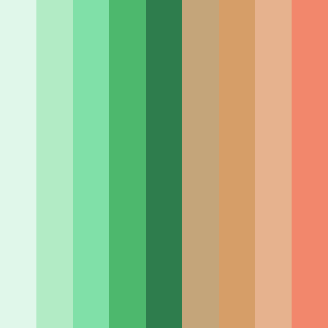 Download green to peach color palette PNG image (square)