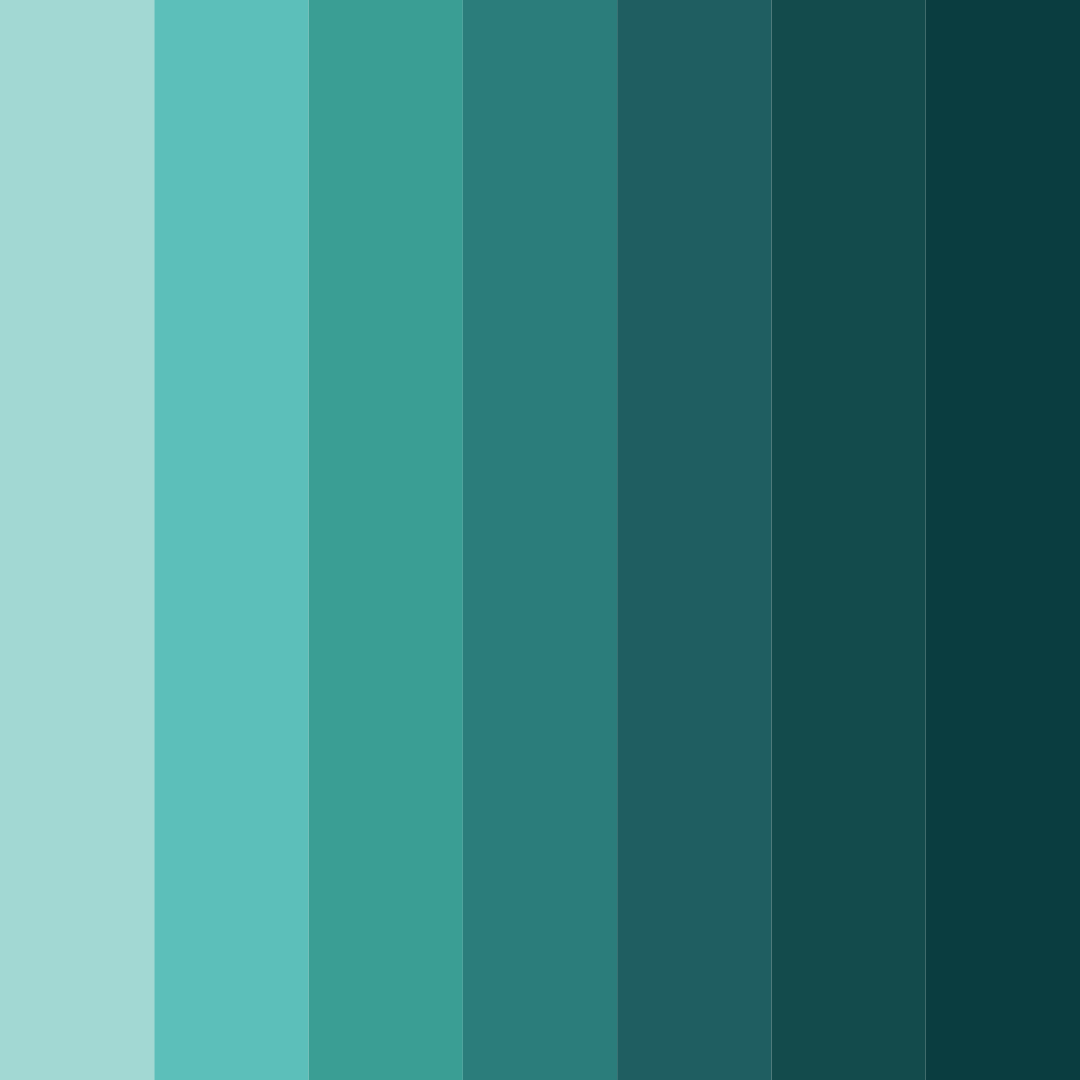 Download shades of peacock green color palette PNG image (square)