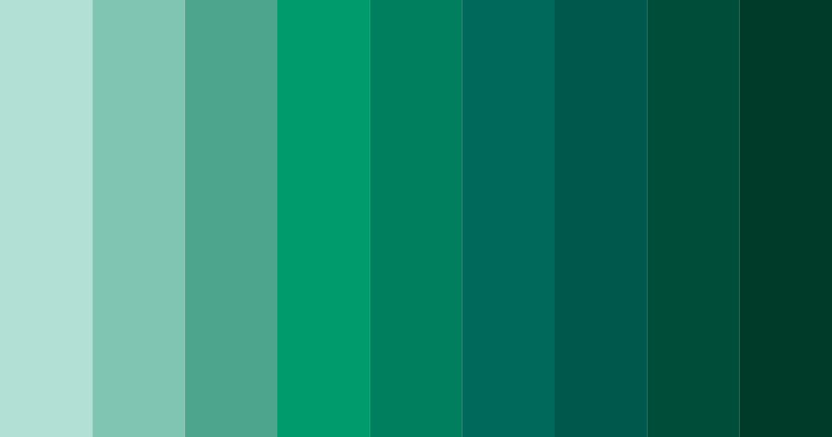 Download shades of peacock green color palette PNG image (landscape)