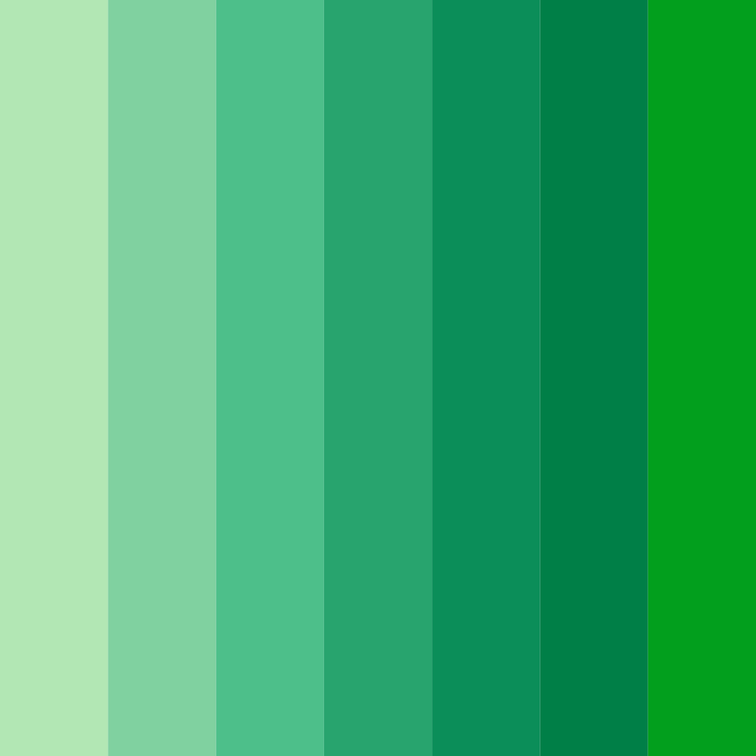 Download shades of green color palette PNG image (square)