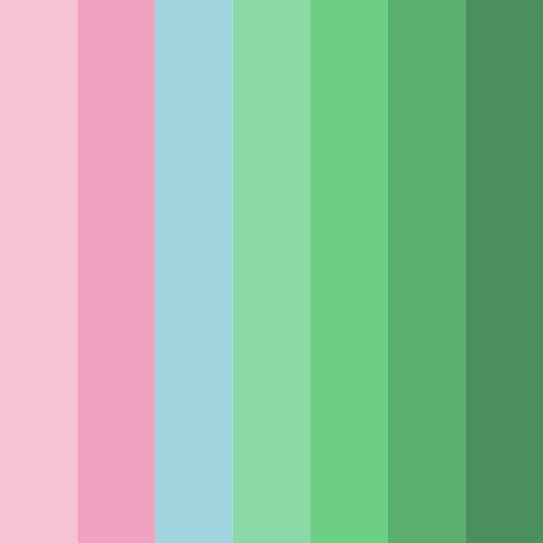 Download pastel shades of pink and green color palette PNG image (square)
