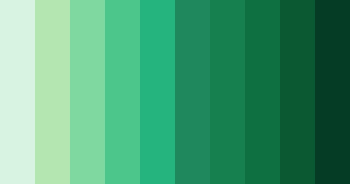 Download shades of green leaf color palette PNG image (landscape)