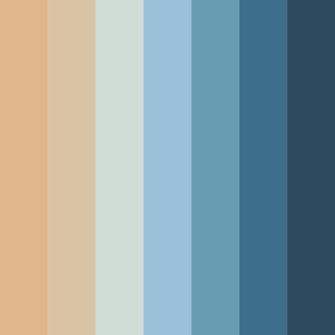 Download warm blue topaz color palette PNG image (square)
