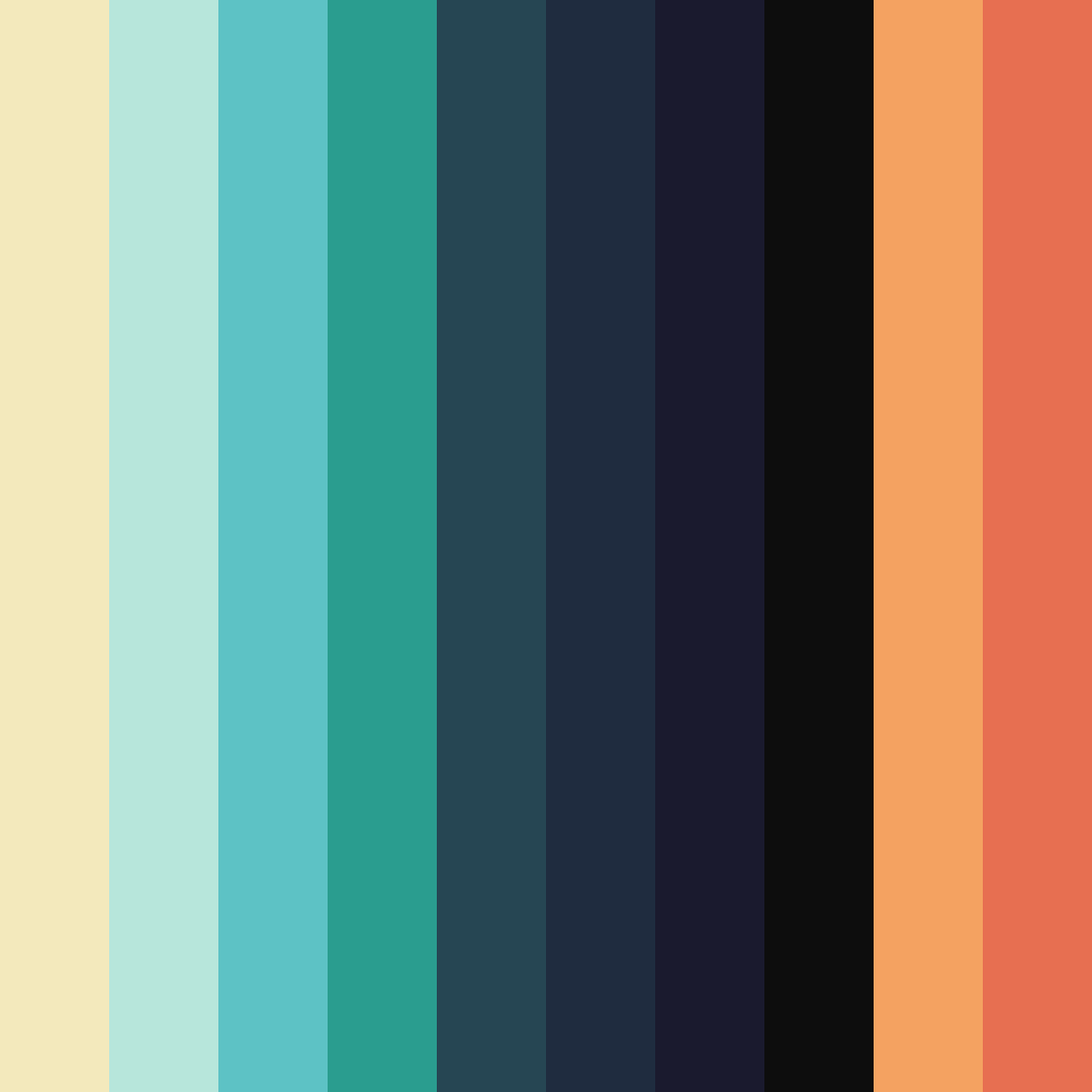 Download teal night color palette PNG image (square)