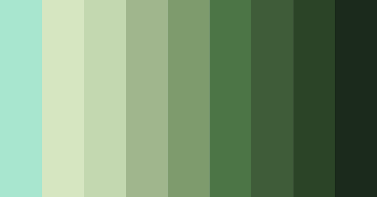 Download shades of pine green color palette PNG image (landscape)