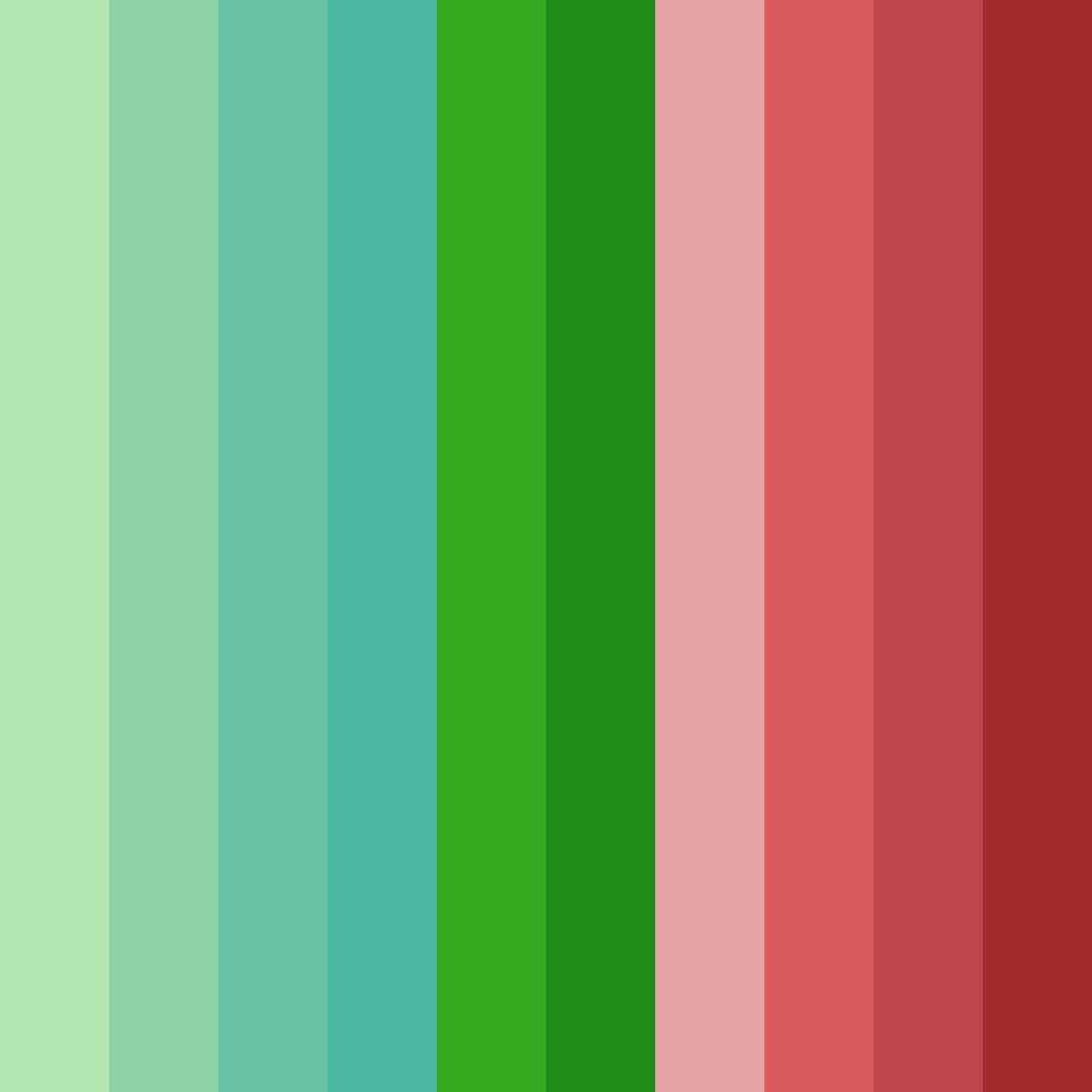 Download emerald to crimson spectrum color palette PNG image (square)