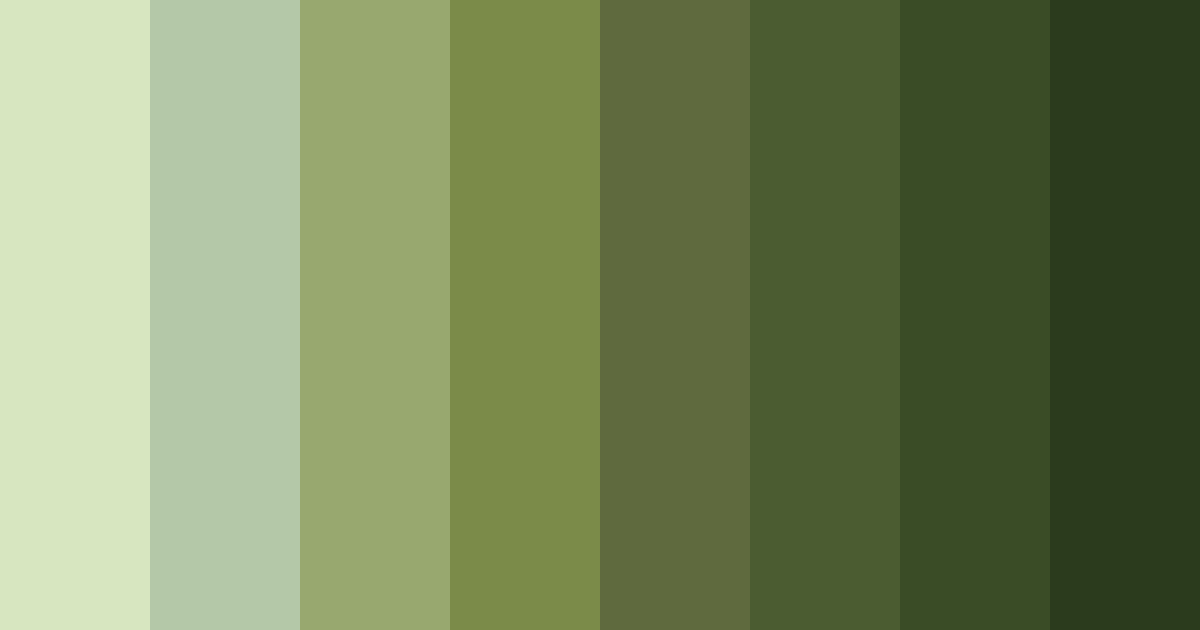 Download shades of olive green color palette PNG image (landscape)