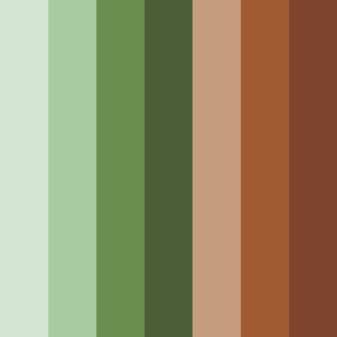 Download shades of green and brown color palette PNG image (square)