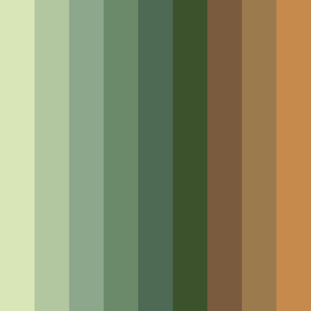 Download shades of green and brown color palette PNG image (square)