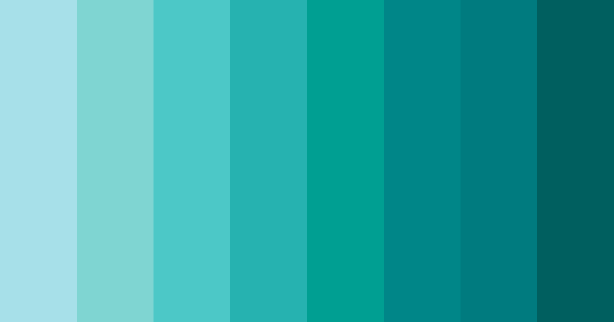 Download shades of aqua green color palette PNG image (landscape)