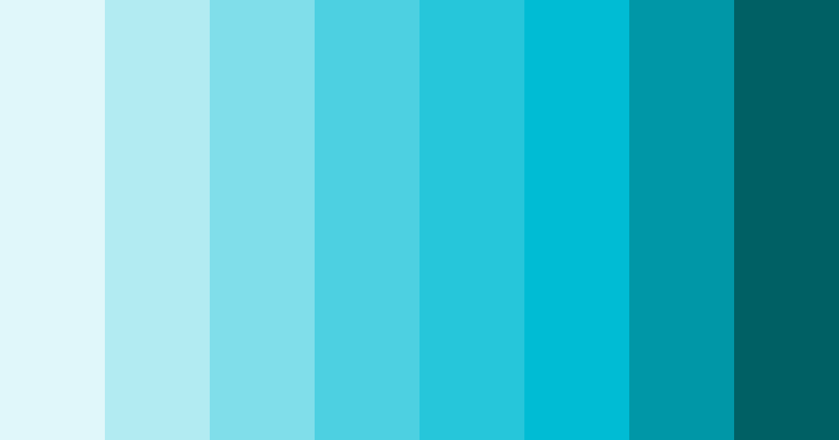 Download shades of cyan color palette PNG image (landscape)