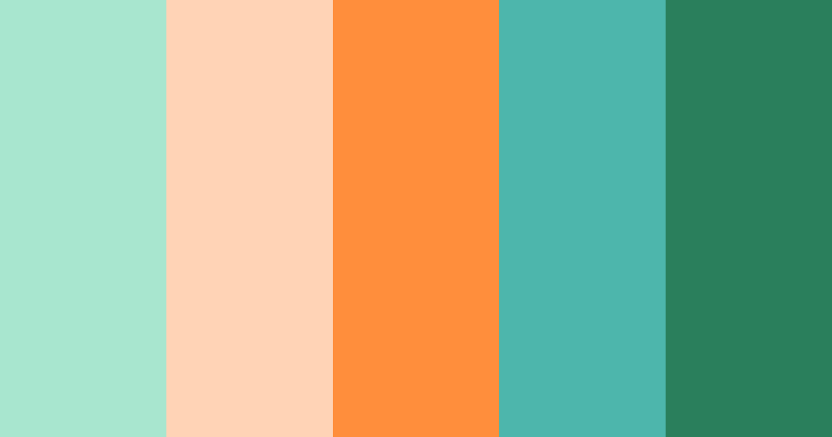 Download shades of green and orange color palette PNG image (landscape)