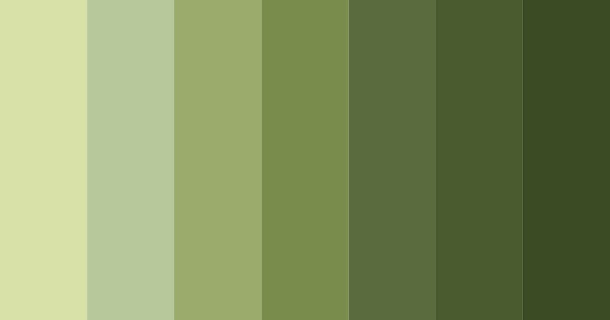 Download shades of olive green color palette PNG image (landscape)
