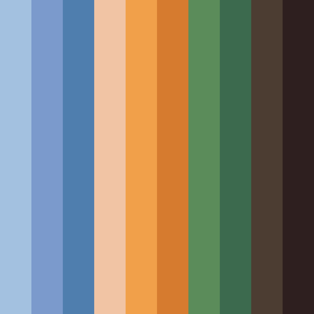 Download chic blue green brown orange color palette PNG image (square)