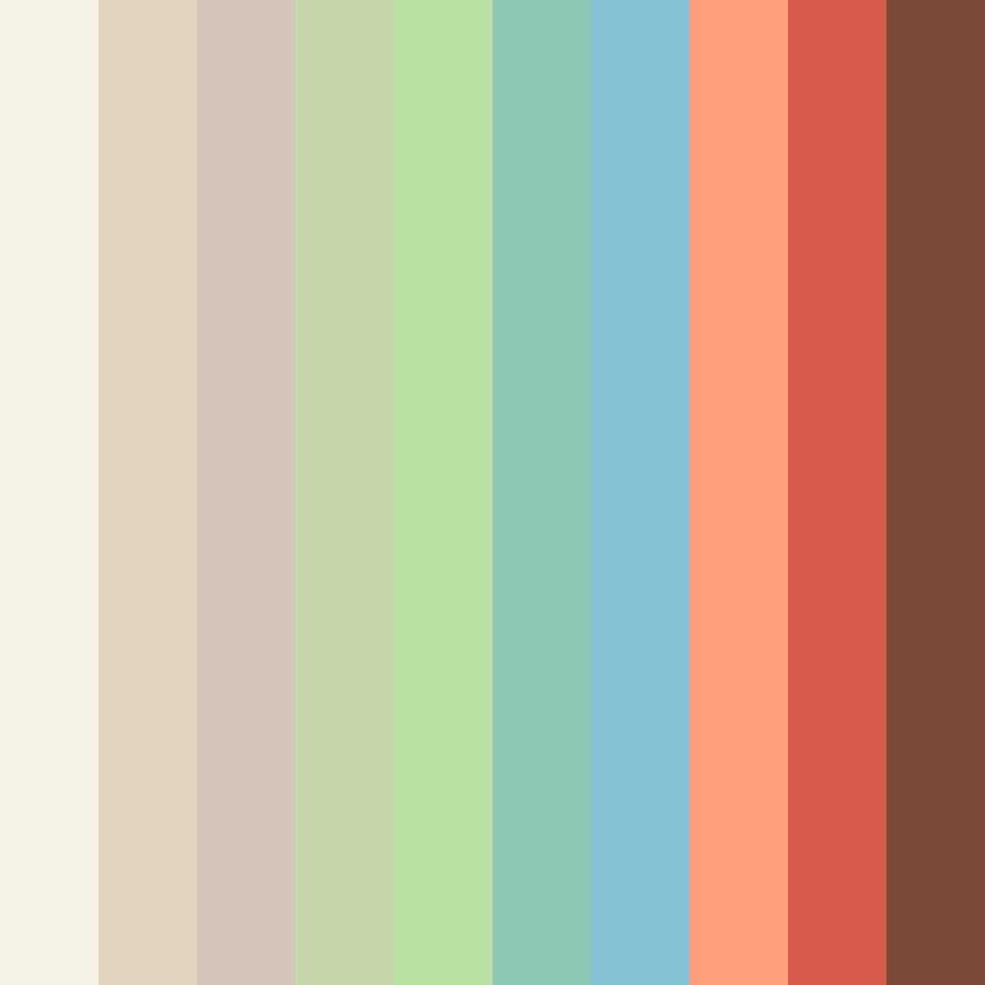 Download soft greens and coral color palette PNG image (square)
