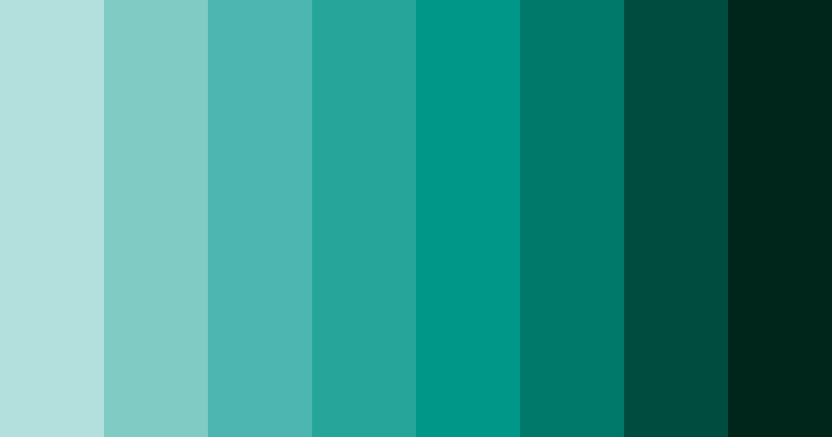 Download teal shades color palette PNG image (landscape)
