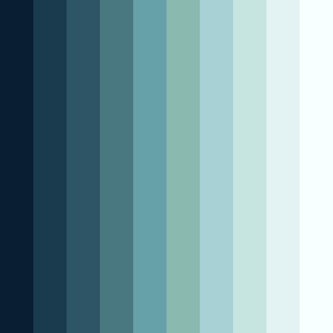 Download shades of blue color palette PNG image (square)
