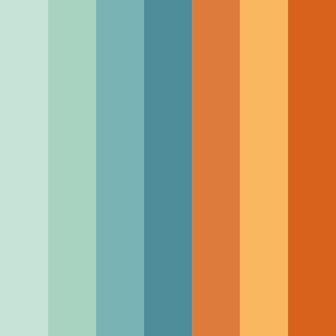Download shades of green and orange color palette PNG image (square)