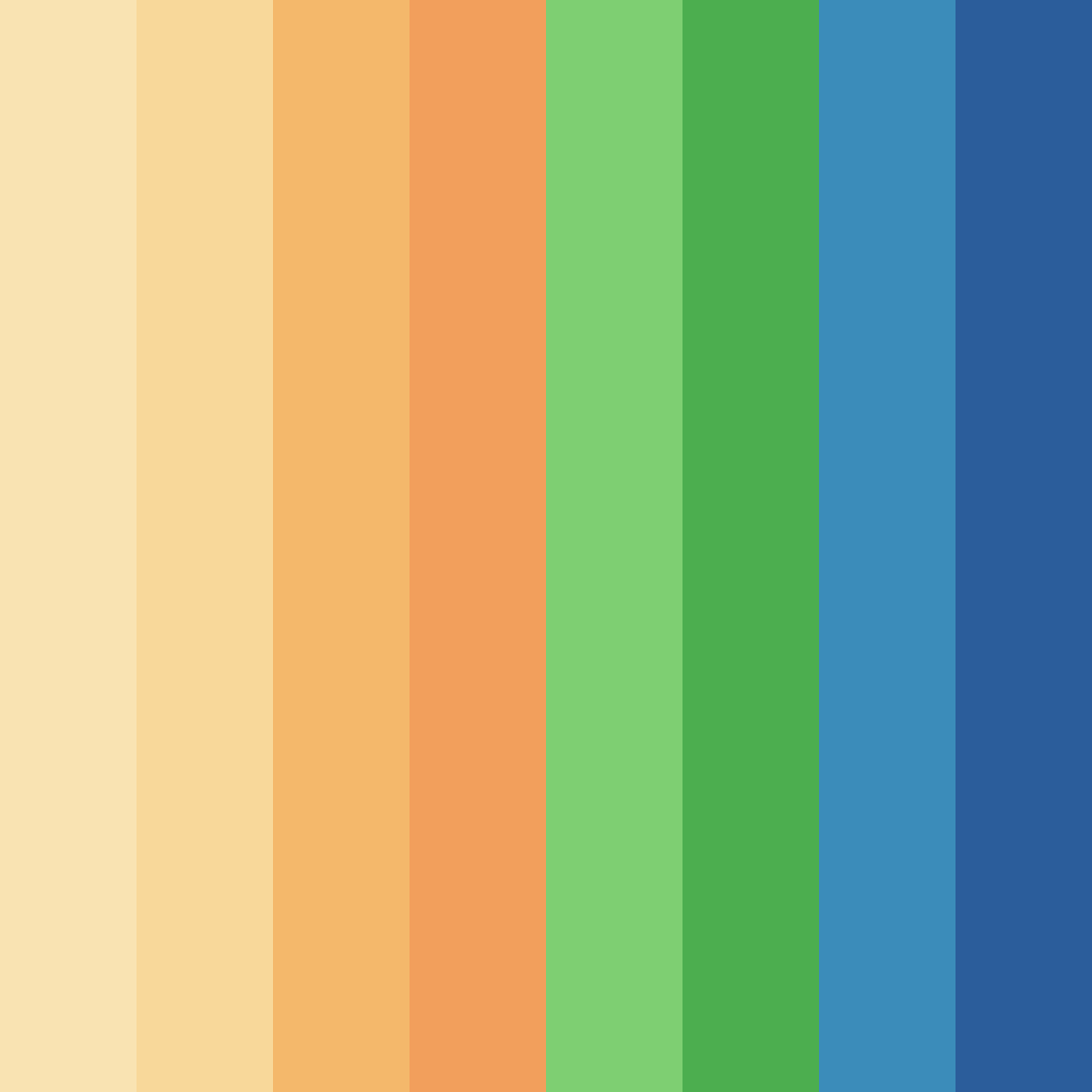 Download shades of blue green yellow red color palette PNG image (square)