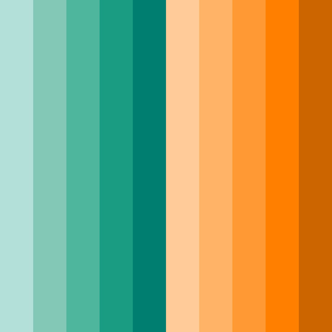 Download teal and orange harmony color palette PNG image (square)