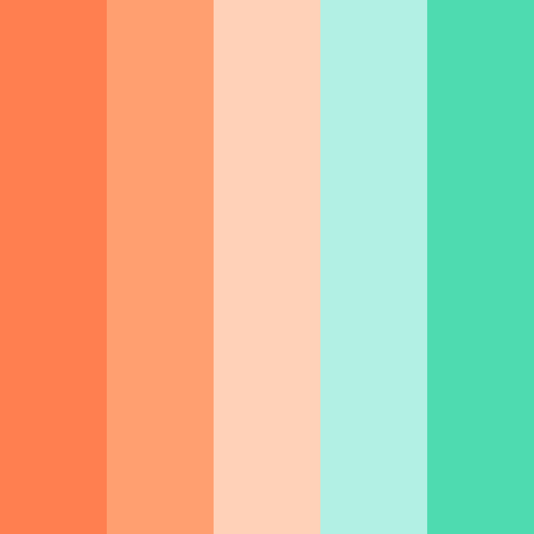 Download coral mint color palette PNG image (square)