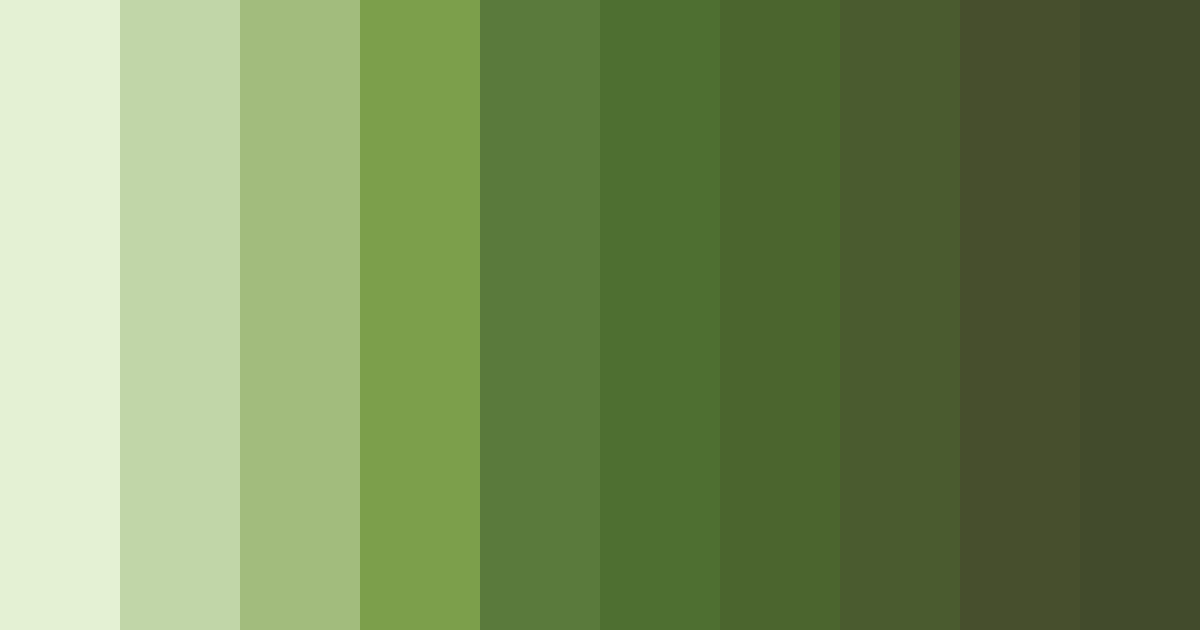 Download shades of olive green color palette PNG image (landscape)