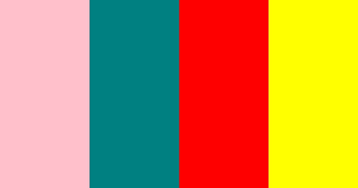 Download candy pink, teal, red, yellow color palette PNG image (landscape)