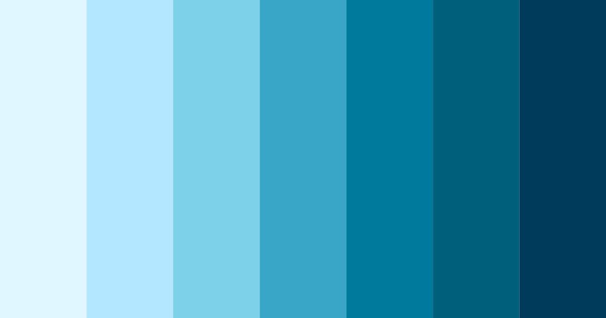 Download shades of blue color palette PNG image (landscape)