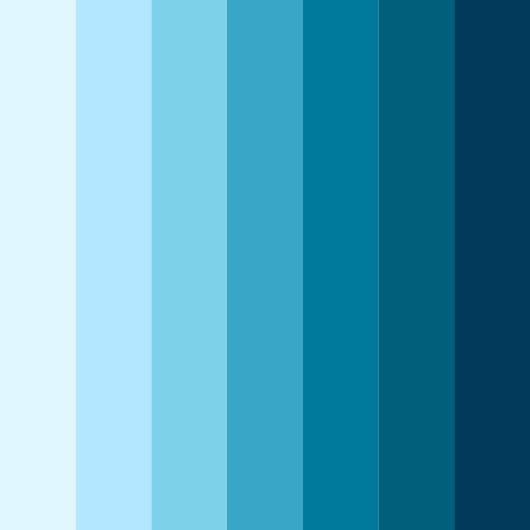 Download shades of blue color palette PNG image (square)