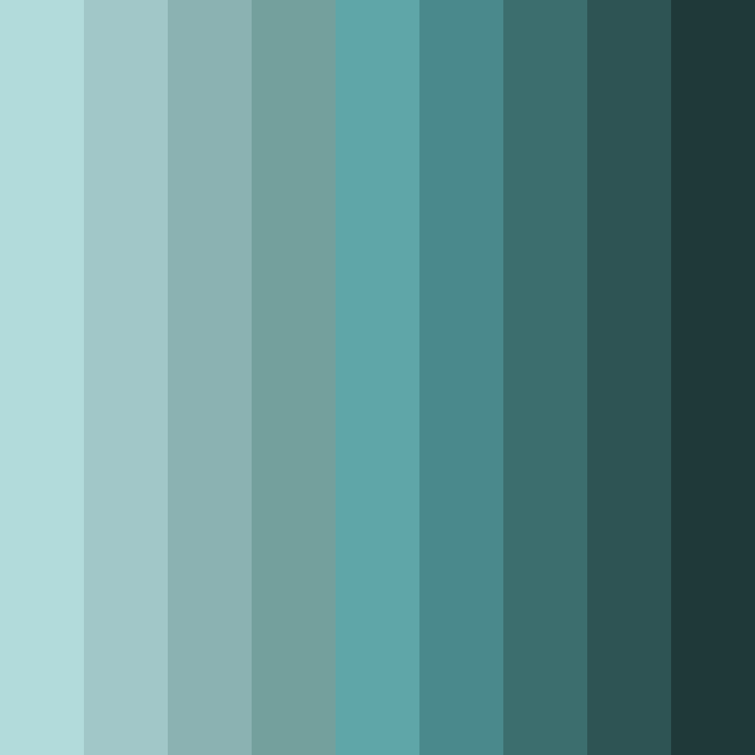 Download teal shades color palette PNG image (square)