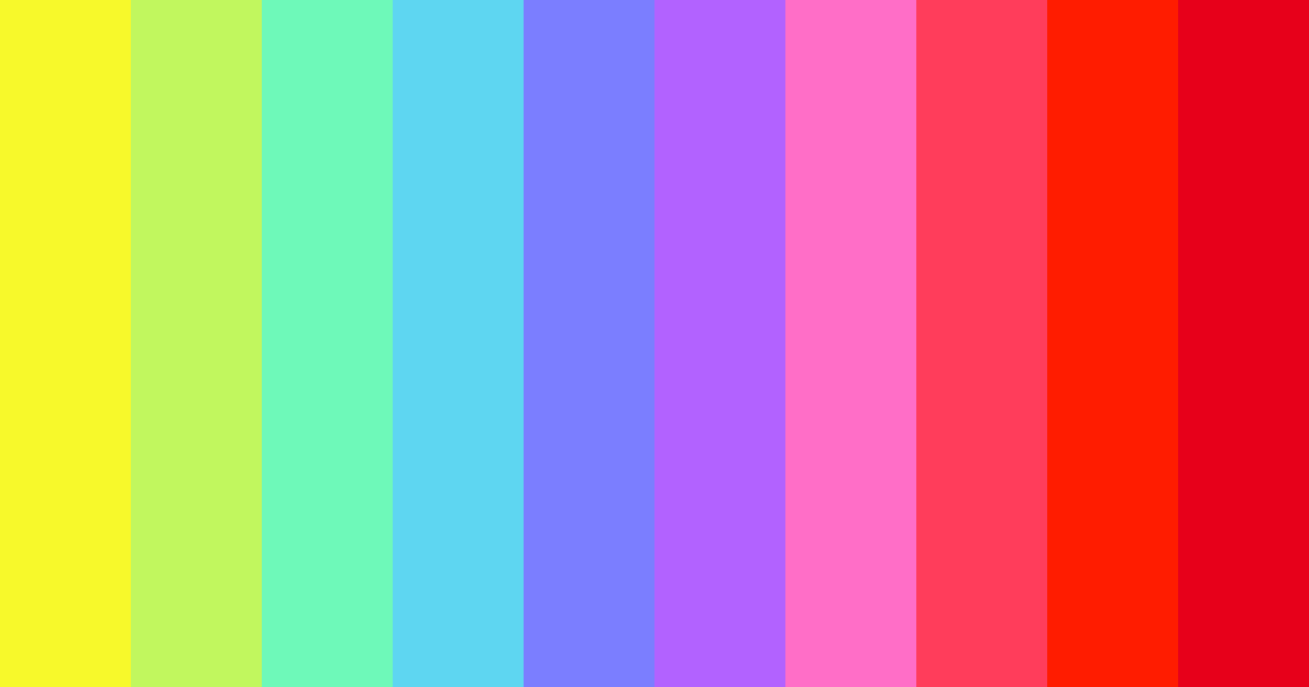 Download neon rainbow colors color palette PNG image (landscape)