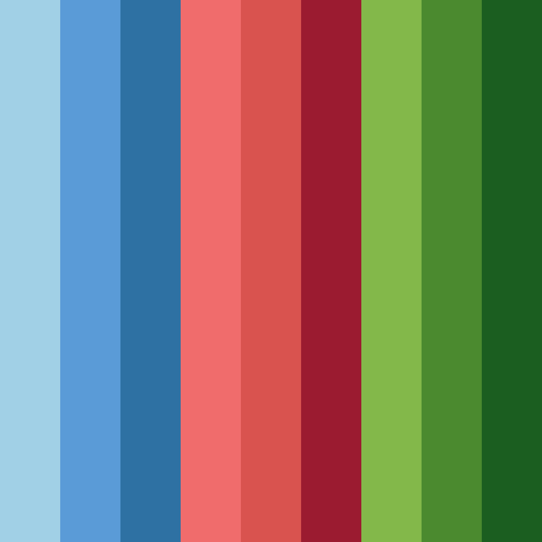 Download shades of blue green red color palette PNG image (square)