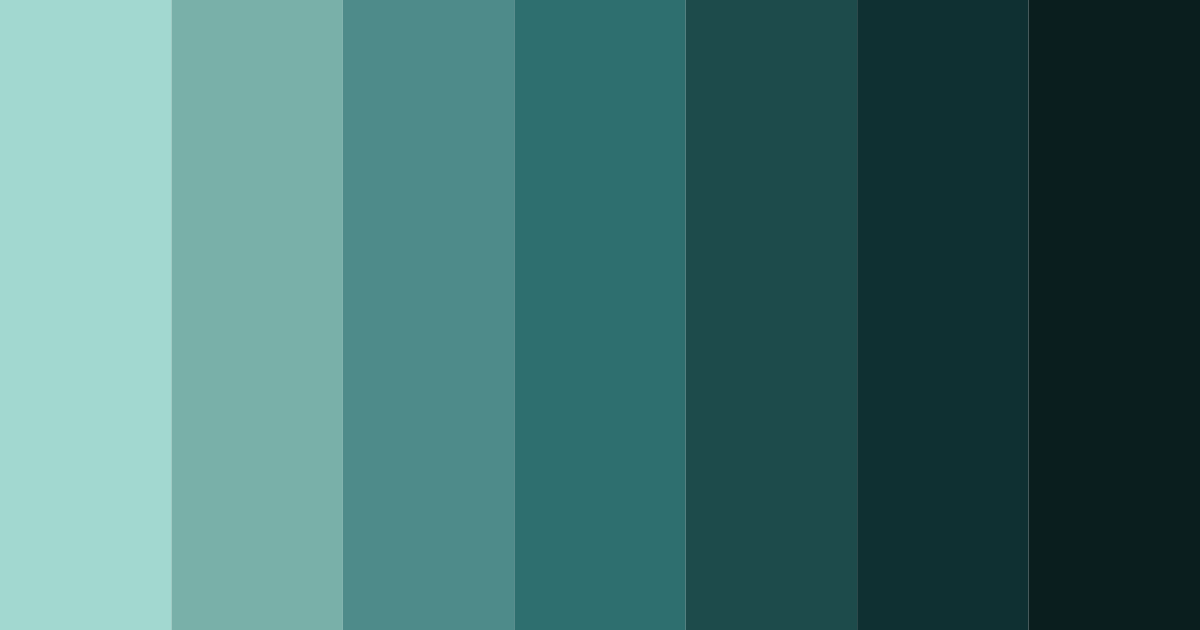 Download dark teal shades color palette PNG image (landscape)