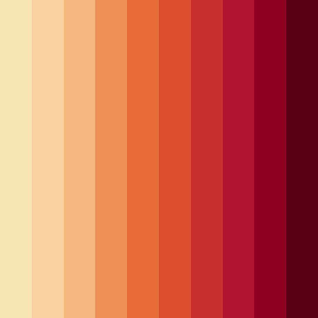 Download shades of orange color palette PNG image (square)