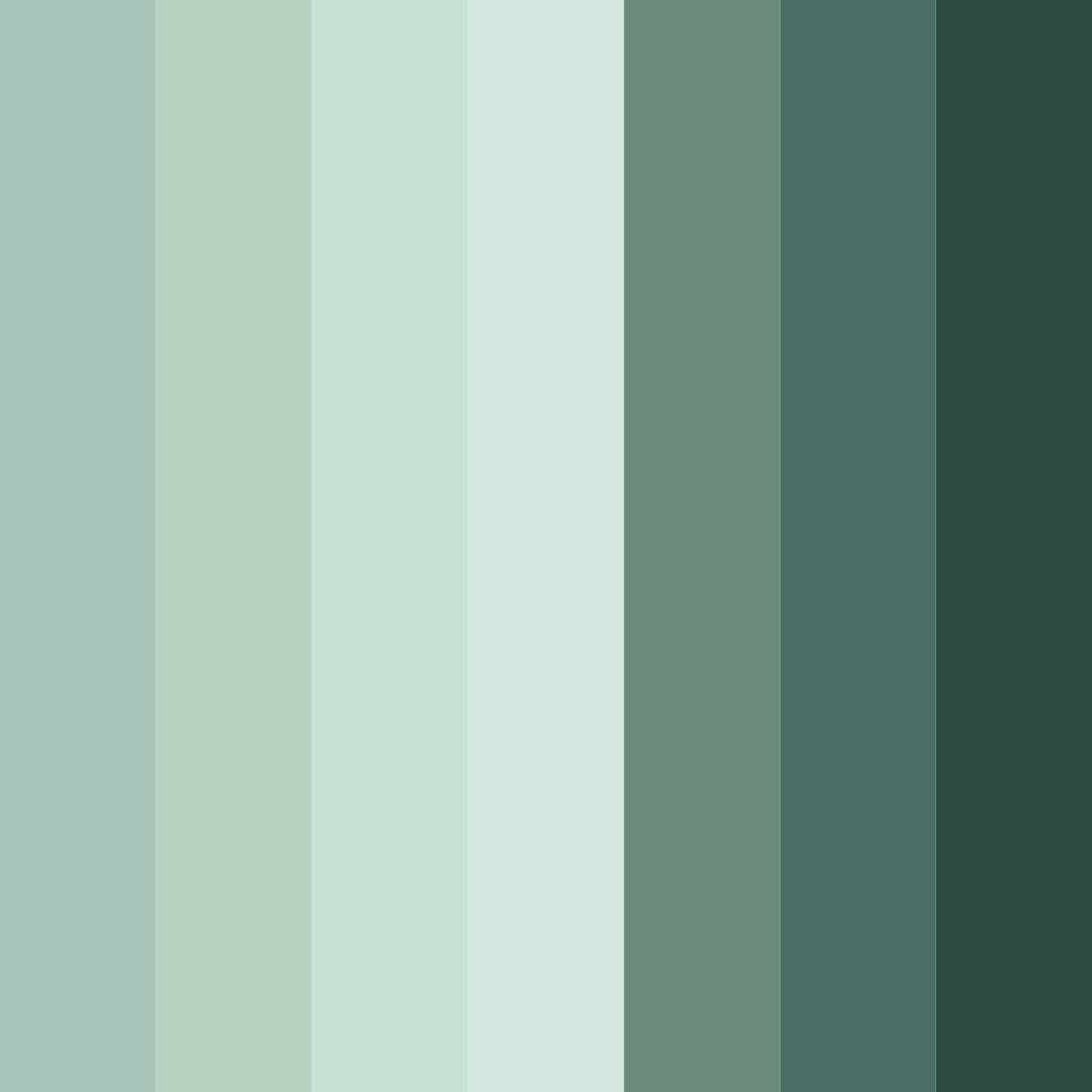 Download shades of green color palette PNG image (square)