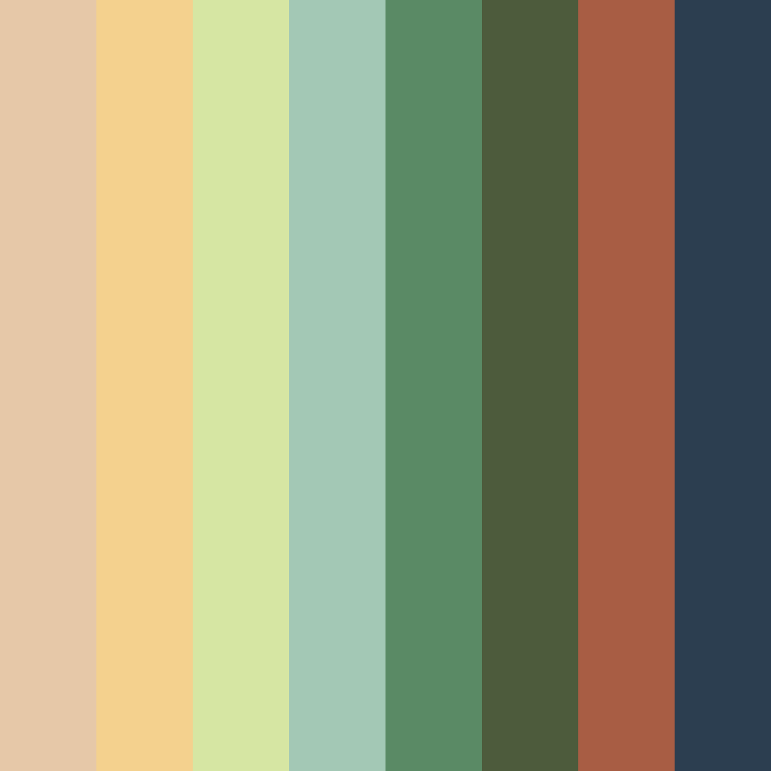 Download shades of green color palette PNG image (square)