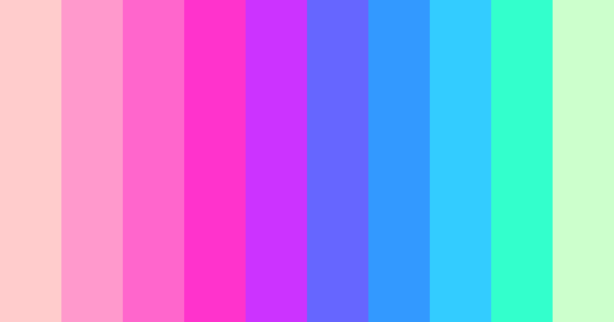 Download rainbow shades of pink and blue color palette PNG image (landscape)