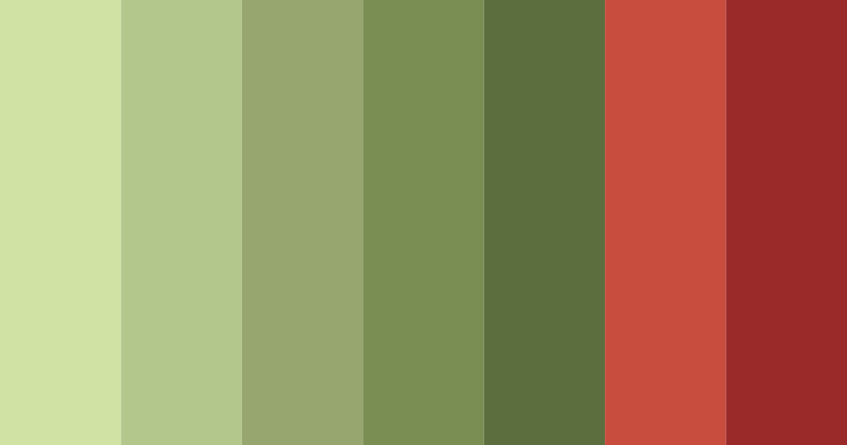 Download olive green and vibrant red harmony color palette PNG image (landscape)