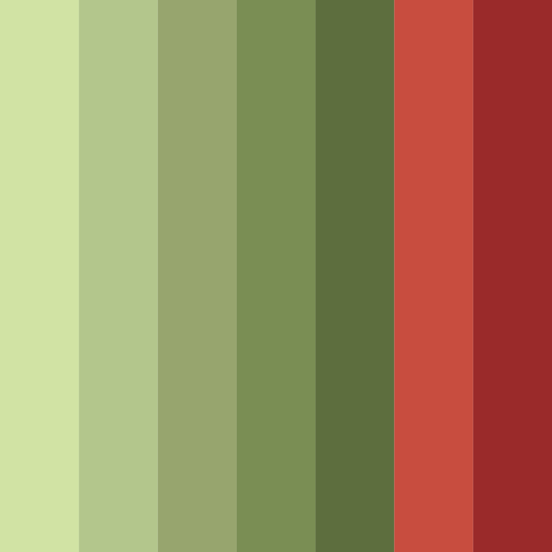 Download olive green and vibrant red harmony color palette PNG image (square)