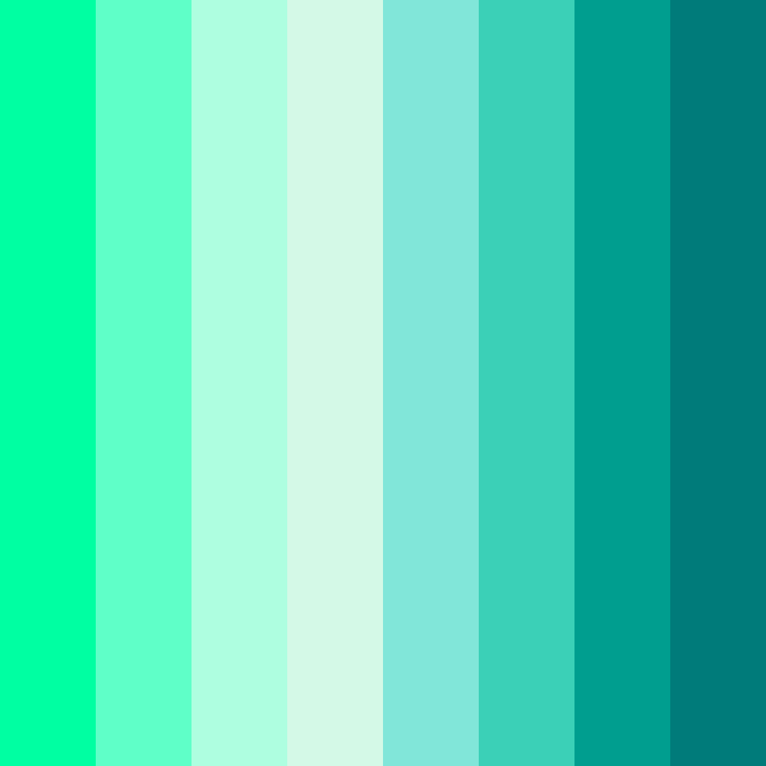 Download shades of teal color palette PNG image (square)