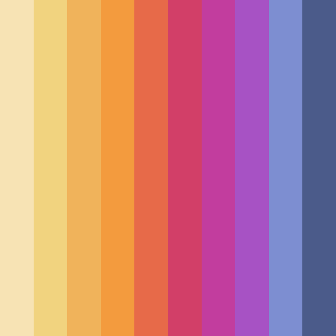 Download vibrant sunset color palette PNG image (square)